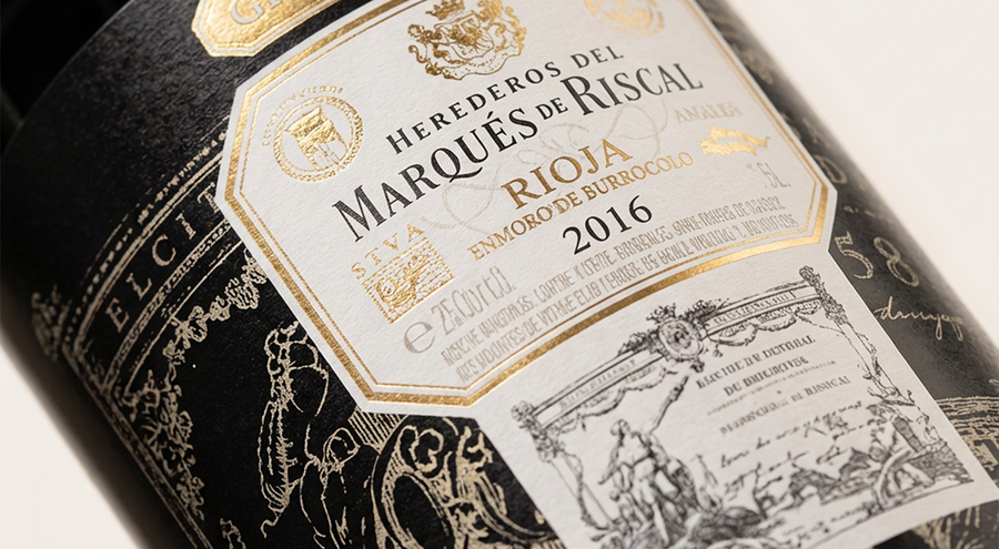 Marqués de Riscal Rioja wine label with transparent product pricing information